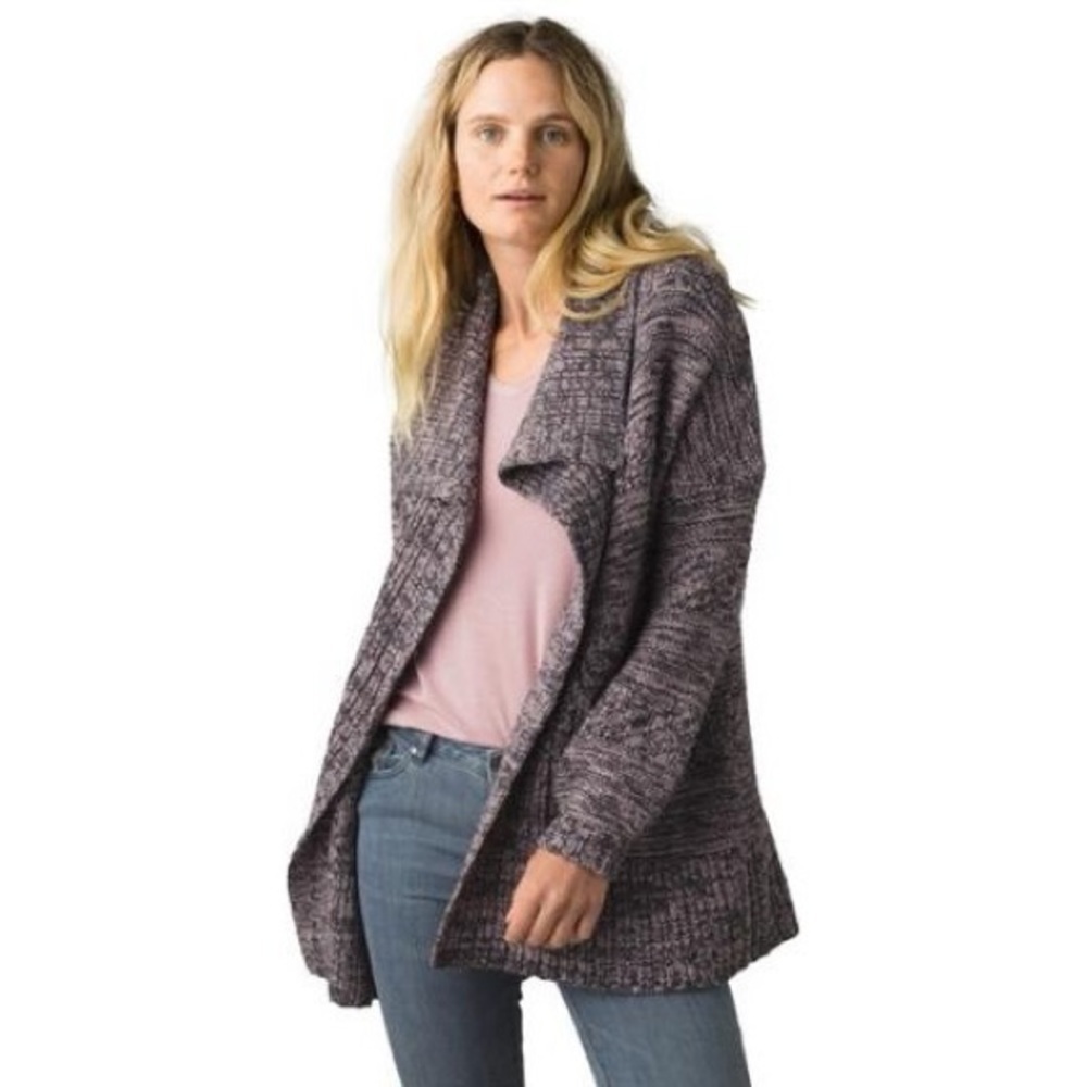 Prana Sukie Chunky Knit Snap Oversized Cardigan Coat Jacket
